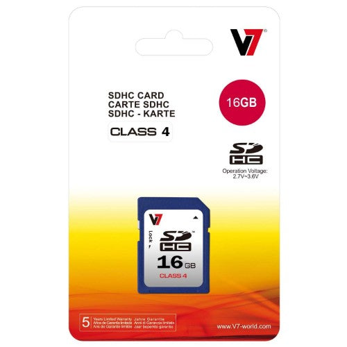 V7 SDHC Memory Card 16GB Class 4
