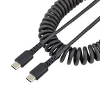 StarTech.com 1.6ft (50cm) USB-C Fast Charging Cable, Rugged, Coiled, Charge & Sync, 3A, USB 2.0, TPE Jacket and Aramid Fiber - USB C Charging Cord