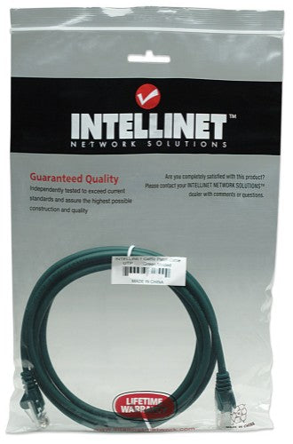 Intellinet Network Patch Cable, Cat5e, 5m, Green, CCA, U/UTP, PVC, RJ45, Gold Plated Contacts, Snagless, Booted, Lifetime Warranty