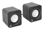 Manhattan 2600 Series Speaker System, Two Speakers, Black/Silver, USB for Stereo Audio and Power, Output: 2x 3W, Decent Sound, Integrated rotary volume control, USB-C/USB-A Adapter, Cable 1.4m, Three Year Warranty