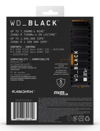 Western Digital Black WD_BLACK™ SN850X NVMe™ SSD POWERED BY SANDISK 2 TB, [With Heatsink]