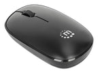 Manhattan MW3050 Wireless Optical Mouse, Black, 1200dpi, 2.4Ghz (up to 10m), USB, Ambidextrous, Three Button with Scroll Wheel, USB-A nano receiver, AA battery (included), Low friction base, USB version (most popular type, which is USB-A), Three Year Warr