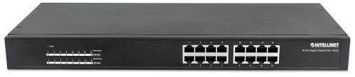 Intellinet 16-Port Gigabit Ethernet PoE+ Switch, 16 x PoE ports, IEEE 802.3at/af Power-over-Ethernet (PoE+/PoE), Endspan, Rackmount (UK Power Cord)