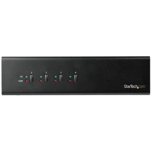 StarTech.com 4 Port Dual Monitor DVI KVM Switch - Dual Screen Display Compact USB KVM Switch with Integrated USB 3.0 Hub & Audio - Dual View KVM - Dell HP Apple Lenovo - TAA Compliant