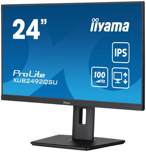 iiyama ProLite 24” QHD IPS technology panel with USB hub, 100Hz refresh rate and height adjustable stand