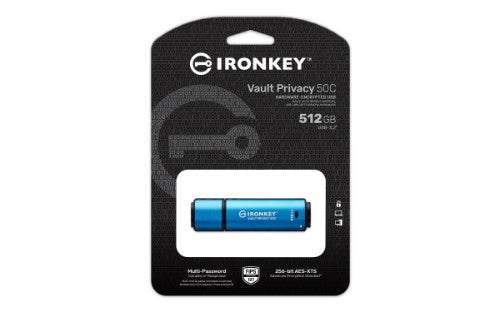 Kingston Technology IronKey 512GB USB-C Vault Privacy 50C AES-256 Encrypted, FIPS 197