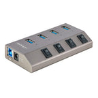 StarTech.com 4 Port Self-Powered USB C Hub with Individual On/Off Switches, USB 3.0 (5Gbps) Expansion Hub with Power Supply, Desktop Laptop USB-C to USB-A Splitter
