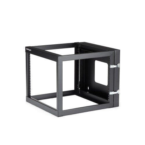 StarTech.com 4-Post 8U Hinged Wall-Mount Network Rack, 19" Open Frame Server Rack with 19.8in Mounting Depth, Wall Mount Swing Out Data Rack for IT / AV / Patch Panel / Computer Equipment