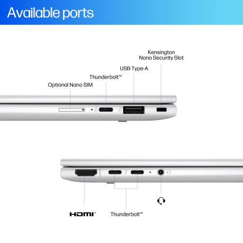 HP EliteBook X Flip G1i Next Gen AI PC Copilot+ PC Intel Core Ultra 7 258V Hybrid (2-in-1) 35.6 cm (14") Touchscreen WUXGA 32 GB LPDDR5x-SDRAM 512 GB SSD Wi-Fi 7 (802.11be) Windows 11 Pro Silver