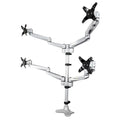 StarTech.com Desk Mount Quad Monitor Arm – Premium Articulating VESA 4 Monitor Mount 2x2 up to 30" (24.8lb/11.3kg) – Ergonomic Height Adjustable Pole Mount - Tilt/Swivel/Rotate - C-Clamp/Grommet - Silver - TAA
