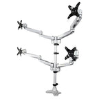 StarTech.com Desk Mount Quad Monitor Arm – Premium Articulating VESA 4 Monitor Mount 2x2 up to 30" (24.8lb/11.3kg) – Ergonomic Height Adjustable Pole Mount - Tilt/Swivel/Rotate - C-Clamp/Grommet - Silver - TAA