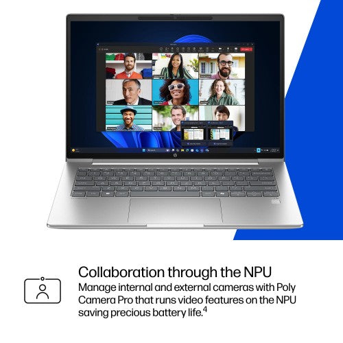 HP ProBook 4 G1q Next Gen AI PC Copilot+ PC Snapdragon X1-26-100 Laptop 35.6 cm (14") WUXGA 16 GB LPDDR5x-SDRAM 512 GB SSD Wi-Fi 6E (802.11ax) Windows 11 Pro Silver