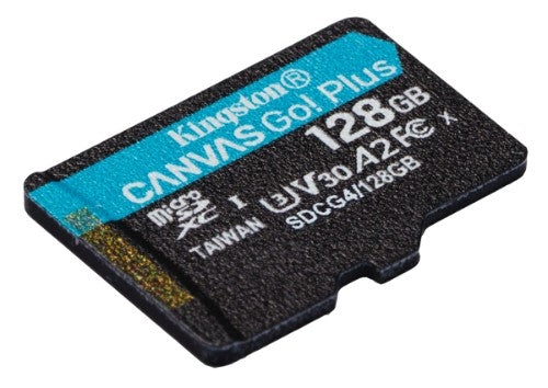 Kingston Technology 128GB microSDXC Canvas Go Plus Gen4 200MB/s A2 U3 V30 Card + Adapter