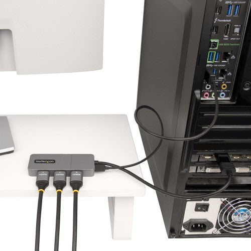 StarTech.com 3-Port MST Hub - DisplayPort to 3x HDMI, Triple 4K 60Hz Monitors, DP 1.4 Multi-Monitor Video Adapter, 1ft (30cm) Built-in Cable, USB Powered, Windows Only