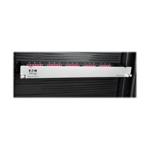 Tripp Lite N48K-15M8L60-B 40/100Gb Fiber Breakout Patch Panel, 40Gb to 4 x 10Gb, 100Gb to 4 x 25Gb, 15 MTP QSFP to 60 LC Duplex OM4 50/125 Multimode Ports, 1U