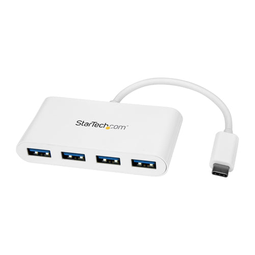 StarTech.com 4 Port USB C Hub with 4x USB-A Ports (USB 3.0 SuperSpeed 5Gbps) - USB Bus Powered - Portable/Laptop USB-C to USB-A Adapter Hub - USB 3.2 Gen 1 Type-C Hub - White