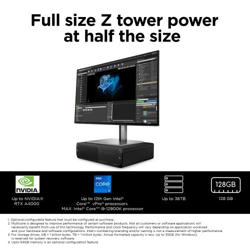 HP Z2 G9 Intel® Core™ i9 i9-12900 32 GB DDR5-SDRAM 1 TB SSD NVIDIA RTX A4000 Windows 11 Pro SFF Workstation AI Workstation Black