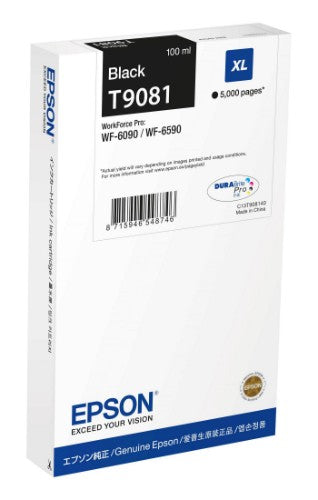 Epson C13T90814N/T9081 Ink cartridge black XL, 5K pages ISO/IEC 24711 100ml for Epson WF 6090