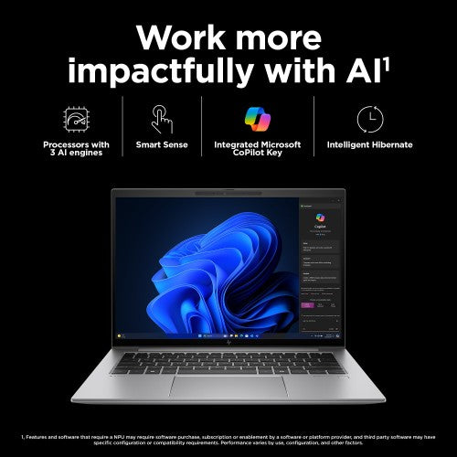 HP ZBook Firefly G11 Intel Core Ultra 7 155H Mobile workstation 40.6 cm (16") WUXGA 32 GB DDR5-SDRAM 1 TB SSD NVIDIA RTX A500 Wi-Fi 6E (802.11ax) Windows 11 Pro AI Workstation, AI PC Silver