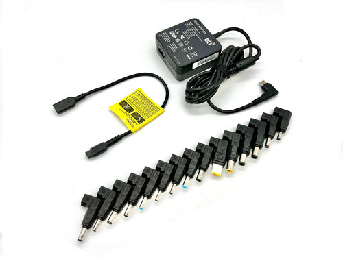 BTI 65W Universal AC Adapter for HP/Dell/Lenovo/Asus/Acer/Sony/Toshiba/Fujitsu/Samsung etc. Includes USB-C connector as well as 15 additional options to power a wide range of the most popular laptops. UK power cable also provided