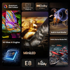 Hisense 55" E8QTUK MiniLED 144Hz Smart AI TV with Freely