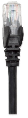 Intellinet Network Patch Cable, Cat5e, 0.25m, Black, CCA, U/UTP, PVC, RJ45, Gold Plated Contacts, Snagless, Booted, Lifetime Warranty