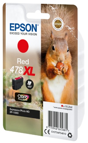 Epson C13T04F54010/478XL Ink cartridge red high-capacity, 830 pages 10.2ml for Epson XP 15000