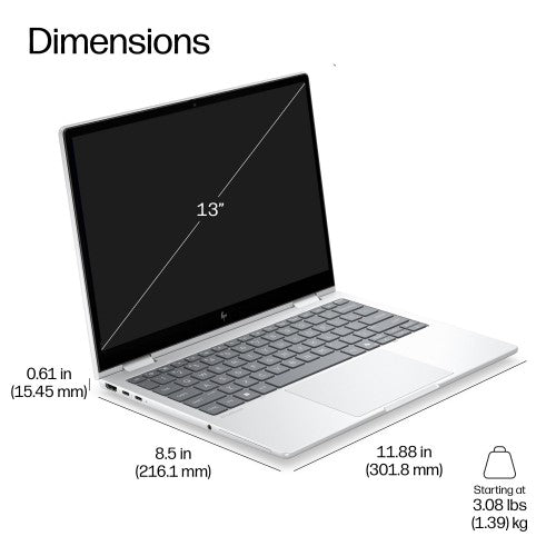 HP EliteBook 8 Flip G2i 13 inch Notebook Next Gen AI PC Copilot+ PC Intel Core Ultra 7 Laptop 33.8 cm (13.3") Touchscreen WUXGA 16 GB LPDDR5x-SDRAM 512 GB SSD Wi-Fi 7 (802.11be) Windows 11 Pro Silver