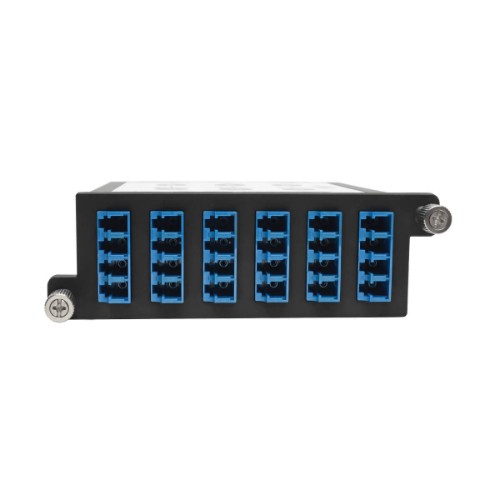 Tripp Lite N484-3M8L12S 40/100Gb Singlemode Fiber Breakout Cassette, 40Gb to 4 x 10Gb, 100Gb to 4 x 25Gb, (x3) 8-Fiber MTP/MPO (APC) to (x12) LC (UPC) Duplex 9/125, N484 Chassis