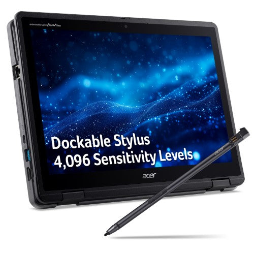 Acer TravelMate B3 Spin 12 – 12.2" WUXGA Touch, Intel N150, 8GB LPDDR5, 256GB SSD, AES 2.0 Stylus