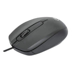 Manhattan Comfort II USB Wired Mouse, Black, 1000dpi, USB-A, Optical, Ambidextrous, Portable/Compact, Three Button with Scroll Wheel, Three Year Warranty