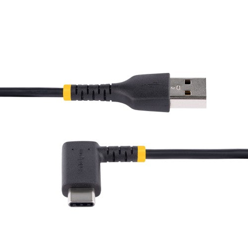 StarTech.com 6in (15cm) USB-A to USB-C Fast Charging Cable, Rugged, Right-Angled, Charge & Sync, 3A, USB 2.0, TPE Jacket and Aramid Fiber - USB Charging Cord