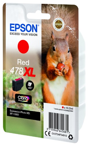 Epson C13T04F54010/478XL Ink cartridge red high-capacity, 830 pages 10,2ml for Epson XP 15000