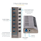StarTech.com 7 Port Self-Powered USB C Hub with Individual On/Off Switches, USB 3.0 (5Gbps) Expansion Hub with Power Supply, Desktop Laptop USB-C to USB-A Splitter