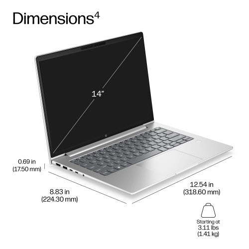 HP E46Q5ET laptop 35.6 cm (14") WUXGA 16 GB DDR5-SDRAM 512 GB SSD Wi-Fi 7 (802.11be) Windows 11 Pro Silver
