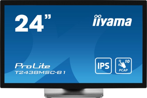 iiyama ProLite 23.8” 10pt Optical Bonded PCAP touchscreen monitor with IPS panel technology, edge-to-edge glass design, anti-fingerprint coating and metal housing