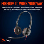 HP Poly Blackwire 3220 Stereo USB-C Headset +USB-C/A Adapter
