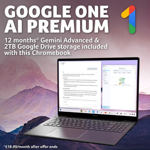 Acer Chromebook Plus 516 CB516-1H Traditional Laptop - Intel Core i5-1334U, 8GB, 256GB SSD, Integrated Graphics, 16" WUXGA, Chrome OS, Iron