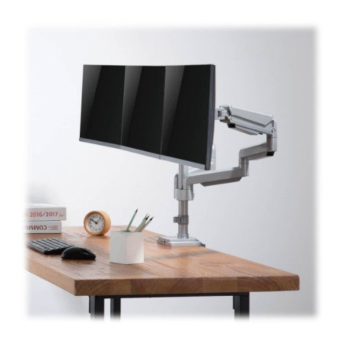 Tripp Lite DDR1730TAL Triple-Display Gas-Spring Flex-Arm Desktop Clamp and Grommet for 17” to 30” Flat-Screen Displays - USB and Audio Ports, Aluminum