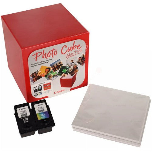 Canon 3713C012/PG-560+CL-561 Printhead cartridge multi pack black + color Cube white blue +PP201 40 sheet 13x13cm 7,5ml + 8,3ml Pack=2 for Canon Pixma TS 5350