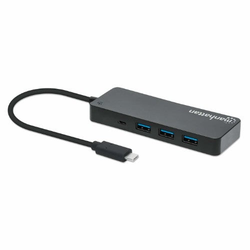 Manhattan USB-C Dock/Hub, Ports (x7): USB-A (x7), 5 Gbps (USB 3.2 Gen1 aka USB 3.0), External Power Supply Not Needed, Universal for all devices, Cable 15cm, SuperSpeed USB, Black, Three Year Warranty