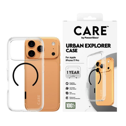 PanzerGlass CARE by ® Flagship Case Transparent Urban Explorer w. Black MagSafe iPhone 17 Pro