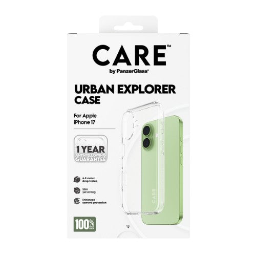 PanzerGlass CARE by ® Flagship Case Transparent Urban Explorer w. Clear Frame iPhone 17