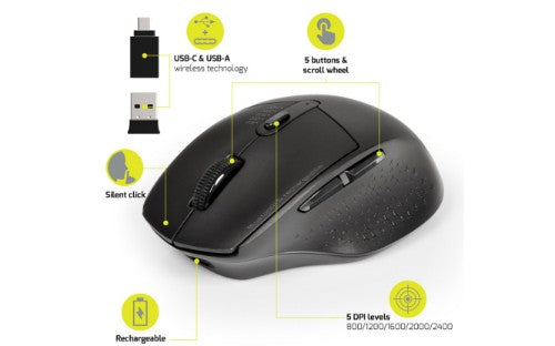 Port Designs 900715 mouse Office Right-hand RF Wireless + Bluetooth Optical 2400 DPI