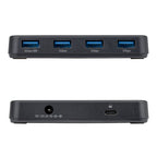 StarTech.com 4-Port USB-A Hub, 5Gbps, Self-Powered, 2-in-1 USB-C and USB-A Host Cable, 1x BC 1.2 Charging Port, 24W Power Adapter Included, MacBook and Windows