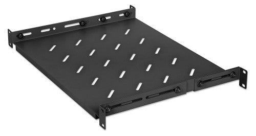 Intellinet 19" Fixed Shelf (adjustable), 1U, 350mm shelf depth, 350 to 550mm adjustable rail depth, Max 20kg, Black, Lifetime warranty