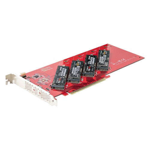 StarTech.com Quad M.2 PCIe Adapter Card, PCIe x16 to Quad NVMe or AHCI M.2 SSDs, PCI Express 4.0, 7.8GBps/Drive, Bifurcation Required, Windows/Linux Compatible - TAA