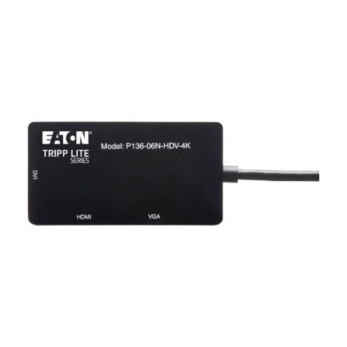 Tripp Lite P136-06N-HDV-4K DisplayPort to VGA/DVI/HDMI All-in-One Converter Adapter, DP ver 1.2, 4K 30 Hz HDMI