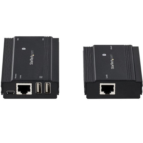 StarTech.com 4-Port USB 2.0 Extender Hub over Single CAT5e/CAT6 Ethernet Cable (RJ45) - 330ft (100m) - USB Extender Hub Adapter Kit - Metal Housing - Externally Powered - 480 Mbps - TAA