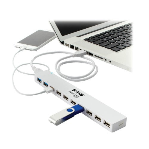 Tripp Lite U360-010C-2X3 10-Port USB 3.x (5Gbps) / USB 2.0 Combo Hub - USB Charging, 2 USB 3.x & 8 USB 2.0 Ports